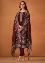 Georgette Maroon Festival Wear Embroidery Work Salwar Suit